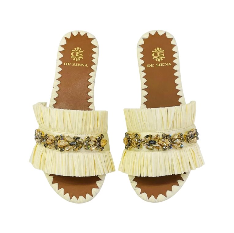 Semira Raffia Grano Shoes - Sandals - Flat Sandals De Siena 