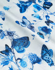 Clarisa Bias Midi Skirt White/ Blue Butterflies
