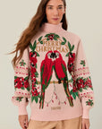 Merry Christmas Knit Sweater Pink