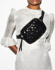 Quilted Madison Belt Bag Black Sequin Handbags - Crossbody MZ Wallace 