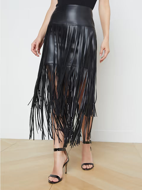Karolina Maxi Fringe Skirt Black