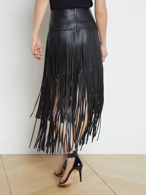 Karolina Maxi Fringe Skirt Black