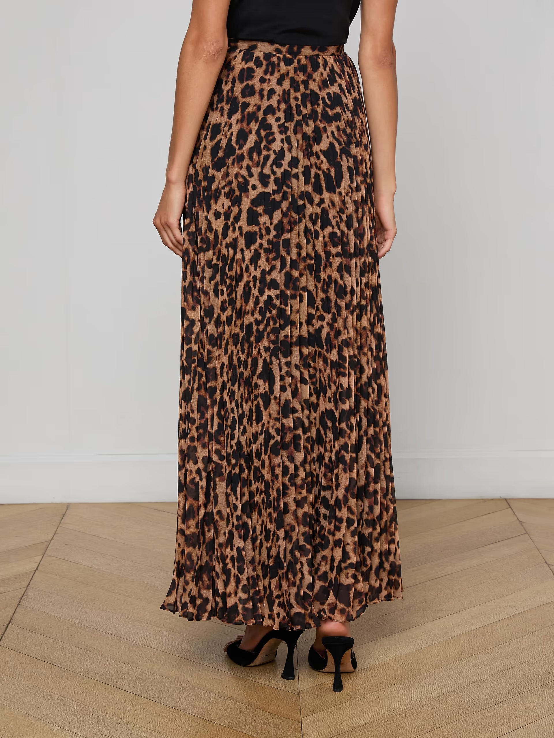 Torin Pleated Maxi Skirt Brown Multi Amur Leopard Skirts - Maxi L'Agence 