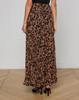 Torin Pleated Maxi Skirt Brown Multi Amur Leopard Skirts - Maxi L'Agence 