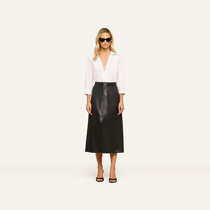Robyn Vegan Leather Skirt Black Skirts - Midi L'Agence 