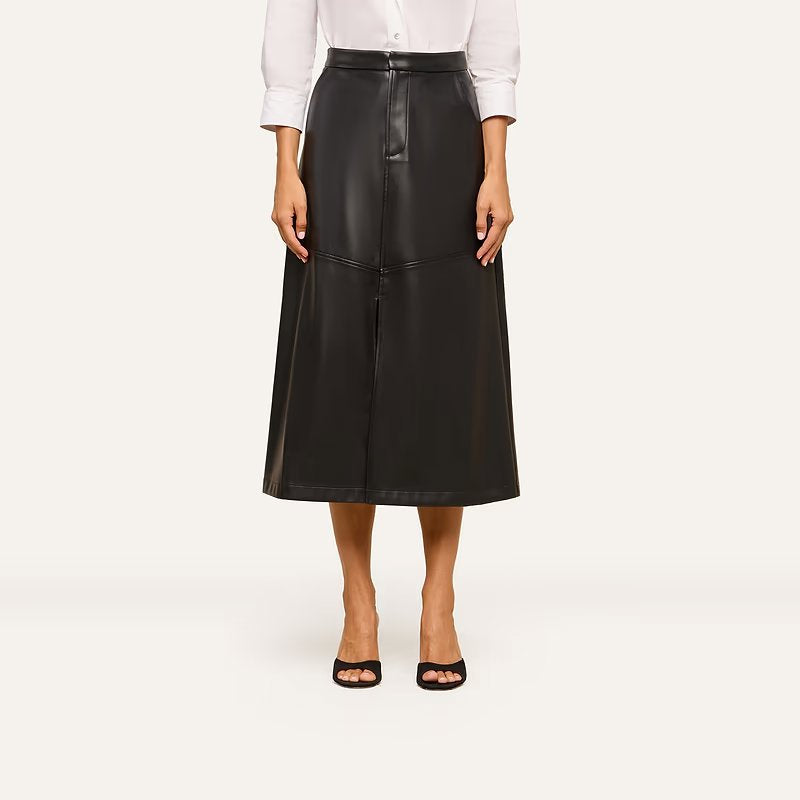 Robyn Vegan Leather Skirt Black Skirts - Midi L'Agence 
