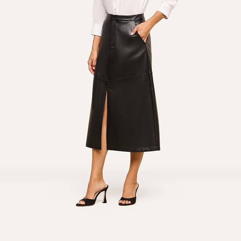Robyn Vegan Leather Skirt Black Skirts - Midi L'Agence 