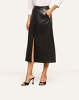 Robyn Vegan Leather Skirt Black Skirts - Midi L'Agence 