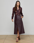Robin Vegan Leather Midi Skirt Dark Malbec Skirts - Midi L'Agence 