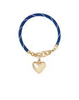 Happy Cord Charm Bracelet Blue Mini Puffy Heart Gold Bracelets Roxanne Assoulin 