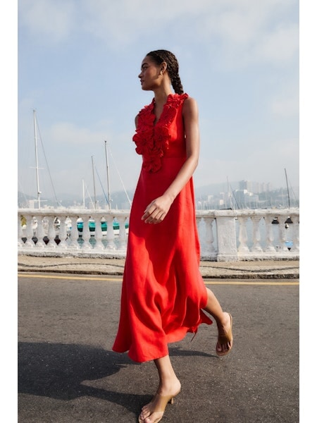 Red Sleeveless Midi Dress Dresses - Midi Farm Rio 
