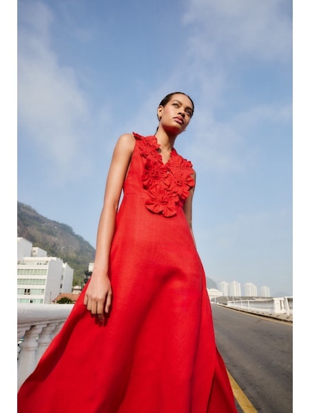 Red Sleeveless Midi Dress Dresses - Midi Farm Rio 