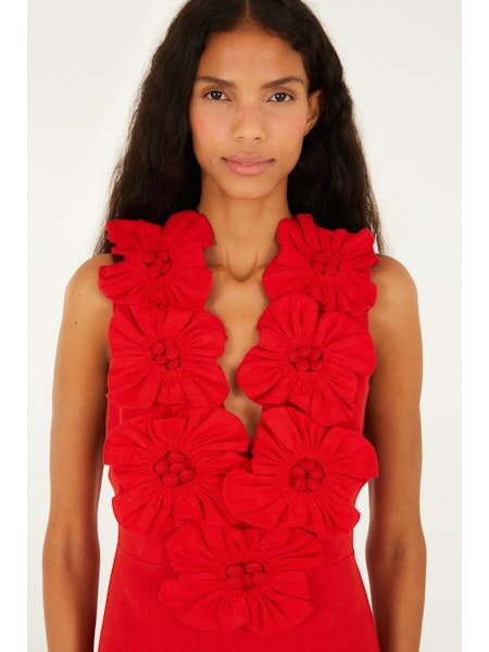 Red Sleeveless Midi Dress Dresses - Midi Farm Rio 