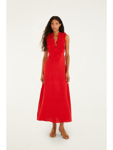 Red Sleeveless Midi Dress Dresses - Midi Farm Rio 