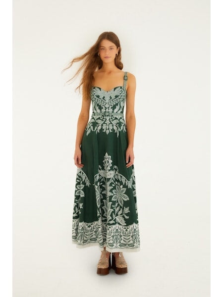 Miranda Belt Buckles Maxi Dress Dark Green Dresses - Maxi Farm Rio 