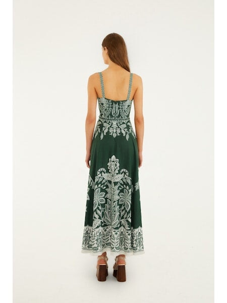 Miranda Belt Buckles Maxi Dress Dark Green Dresses - Maxi Farm Rio 