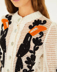 Toucan Crochet Cardigan Off White Sweater - Cardigans Farm Rio 