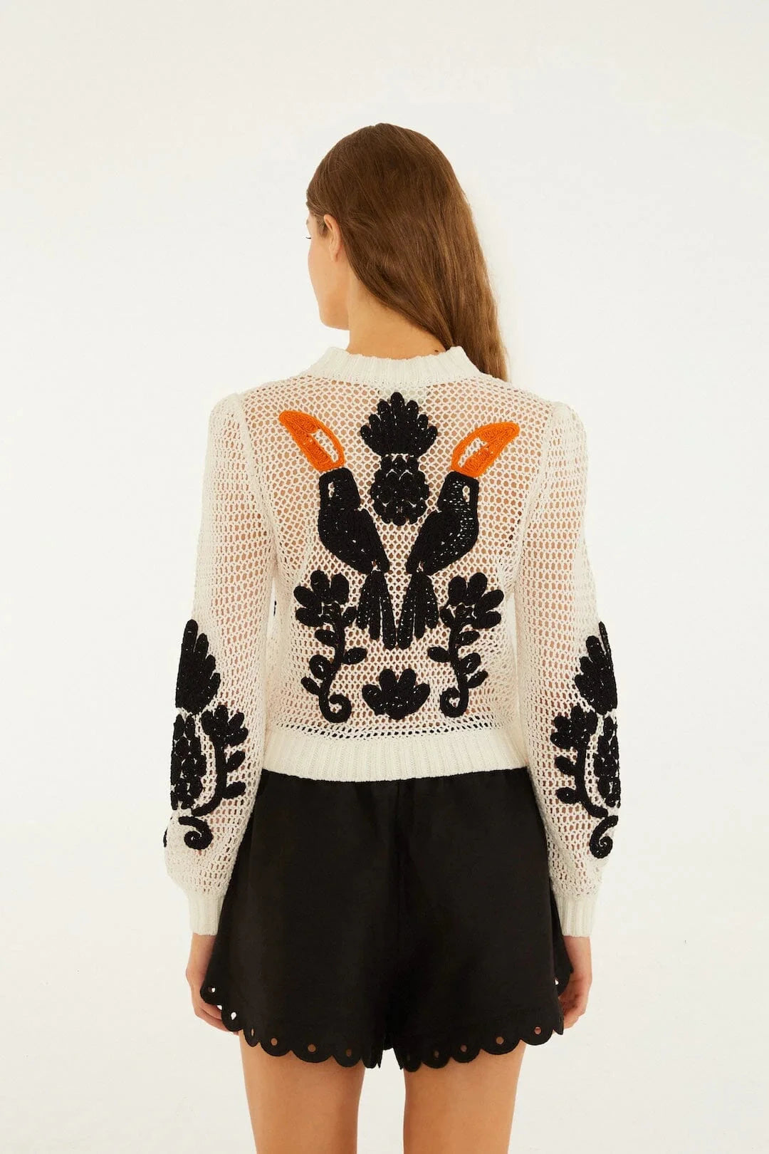 Toucan Crochet Cardigan Off White Sweater - Cardigans Farm Rio 