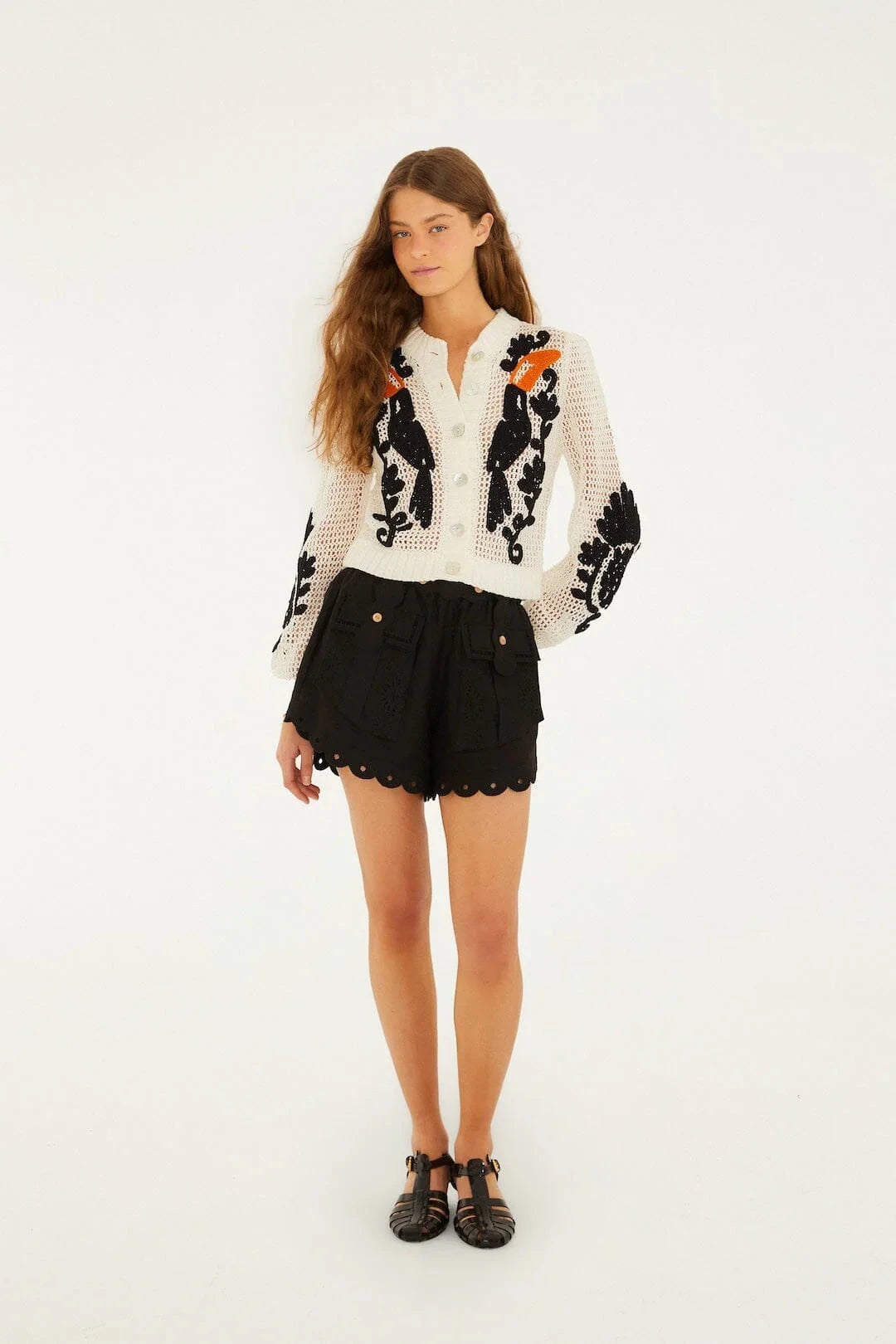 Toucan Crochet Cardigan Off White Sweater - Cardigans Farm Rio 