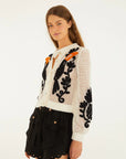 Toucan Crochet Cardigan Off White Sweater - Cardigans Farm Rio 