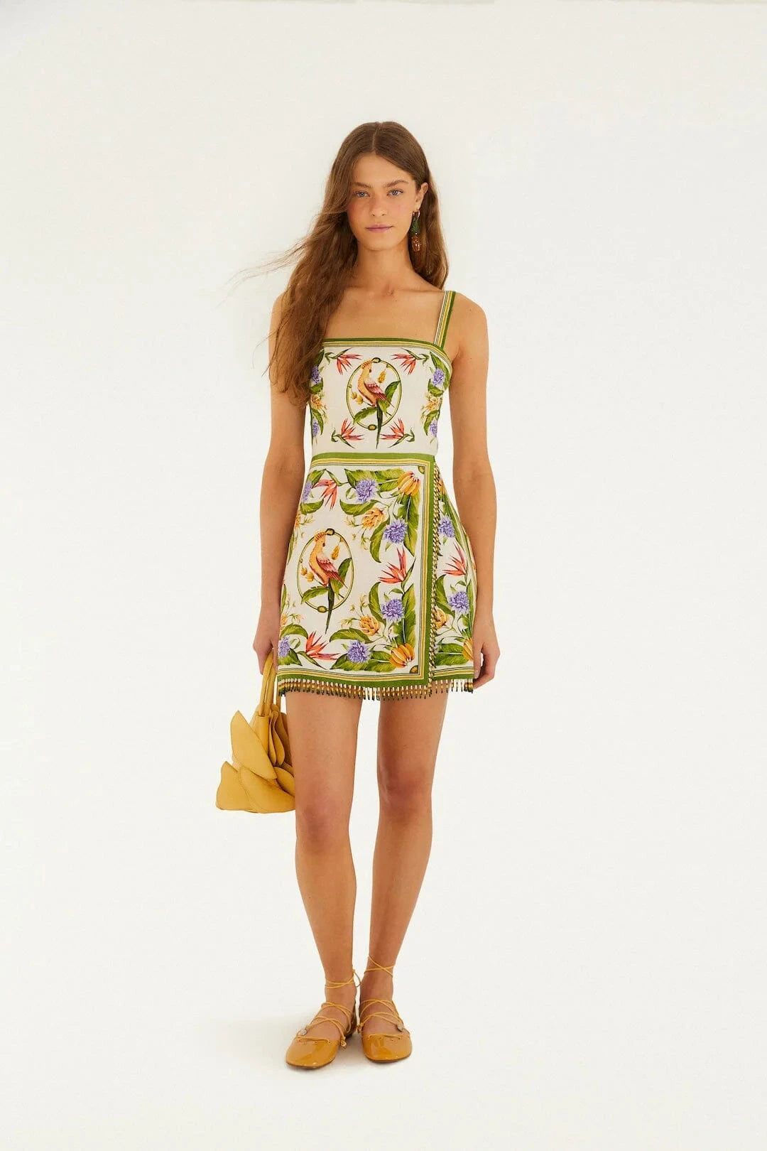 Tropical Scarf Sand Sleevelss Mini Dress Dresses - Short Farm Rio 