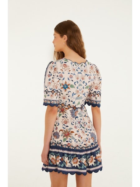 Floral Delhi Tapestry Mini Dress Light Pink Dresses - Short Farm Rio 