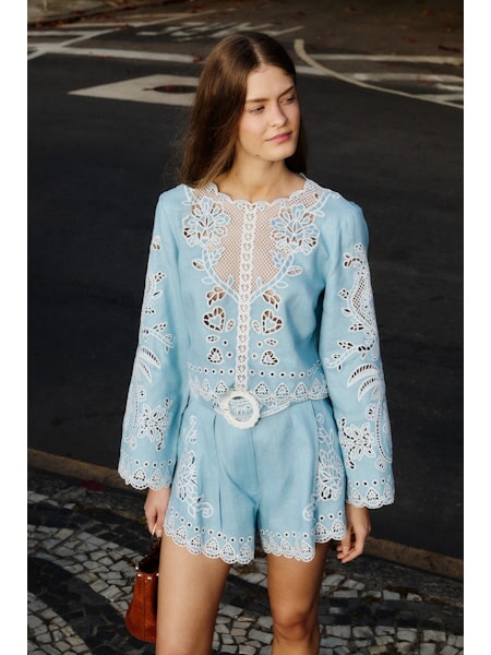 Romantic Richelieu Shorts Blue Shorts Farm Rio 