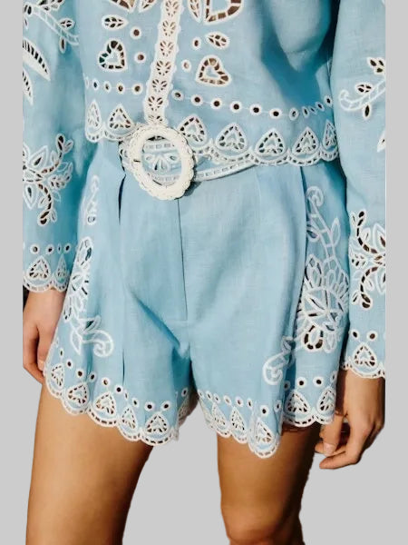 Romantic Richelieu Shorts Blue Shorts Farm Rio 