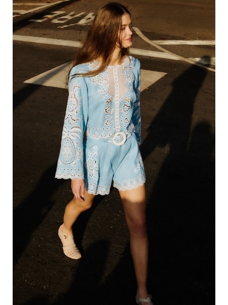 Romantic Richelieu Blouse Blue Tops - Blouses Farm Rio 