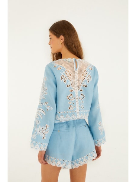 Romantic Richelieu Blouse Blue Tops - Blouses Farm Rio 