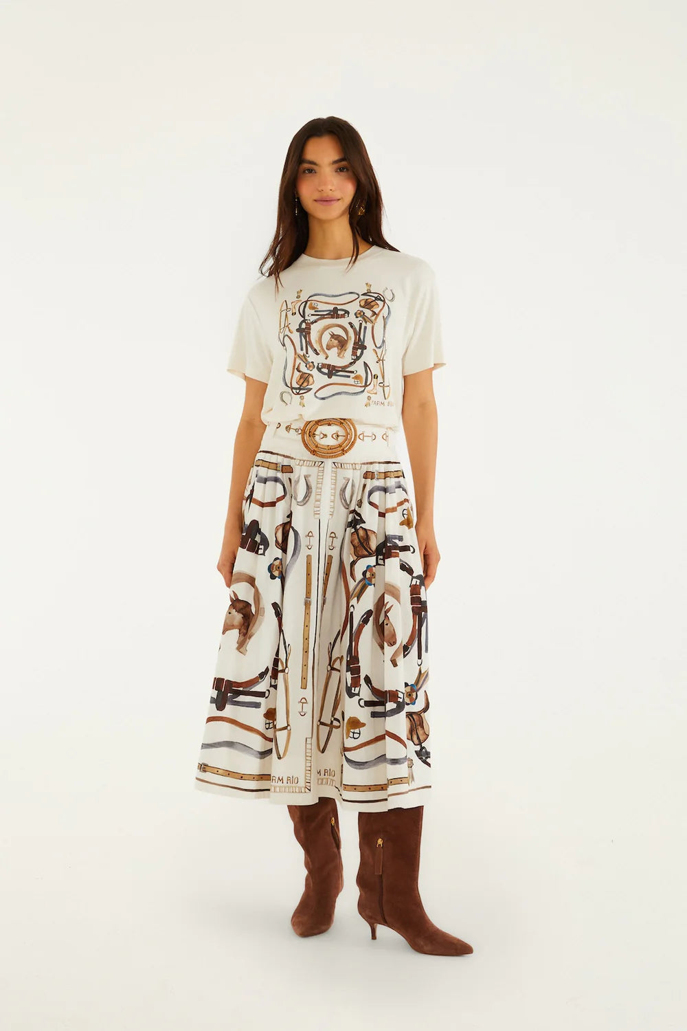 Equestrian Scarf Maxi Skirt Winter White