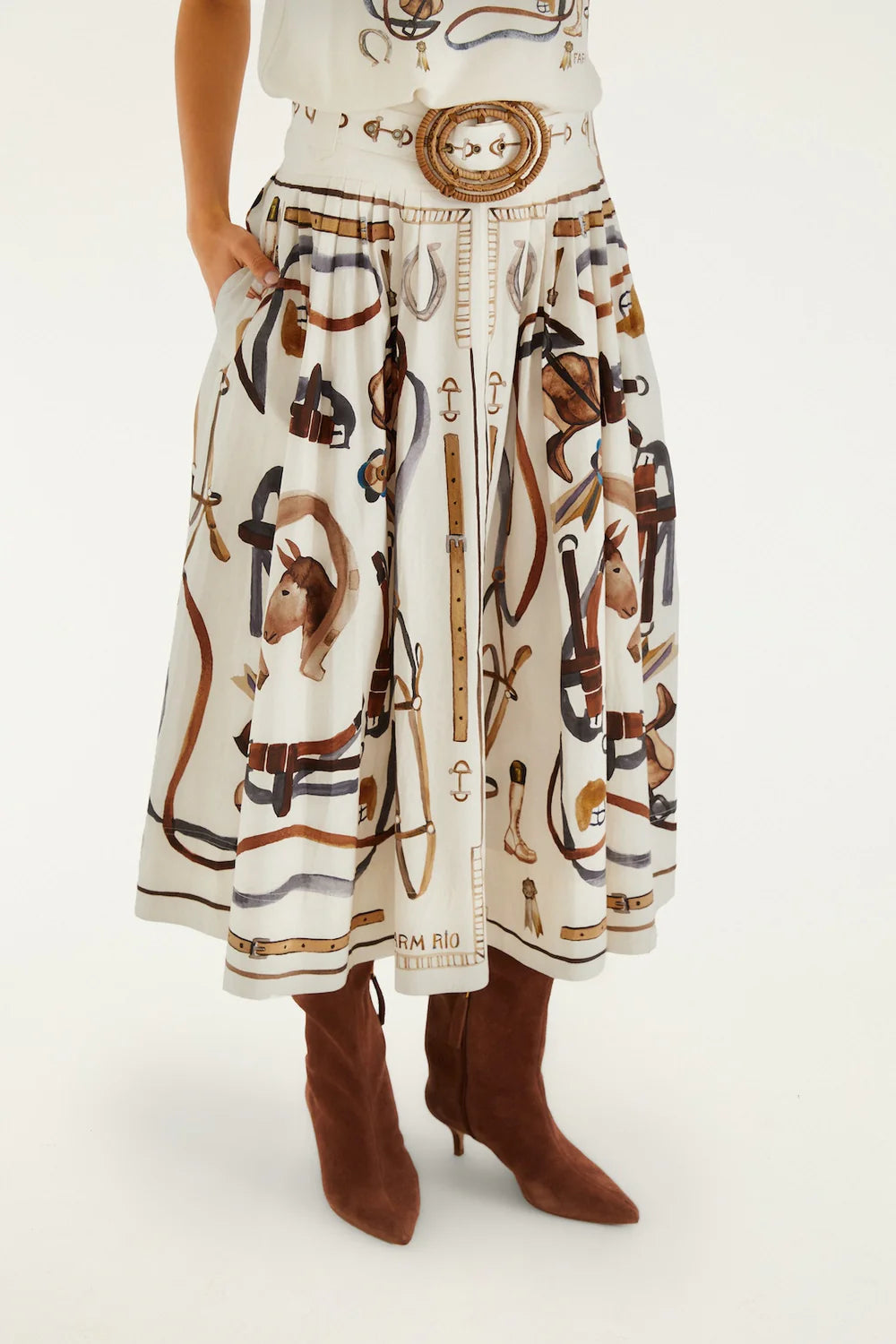 Equestrian Scarf Maxi Skirt Winter White