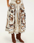 Equestrian Scarf Maxi Skirt Winter White