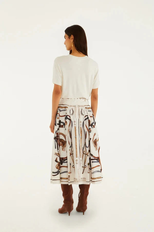 Equestrian Scarf Maxi Skirt Winter White