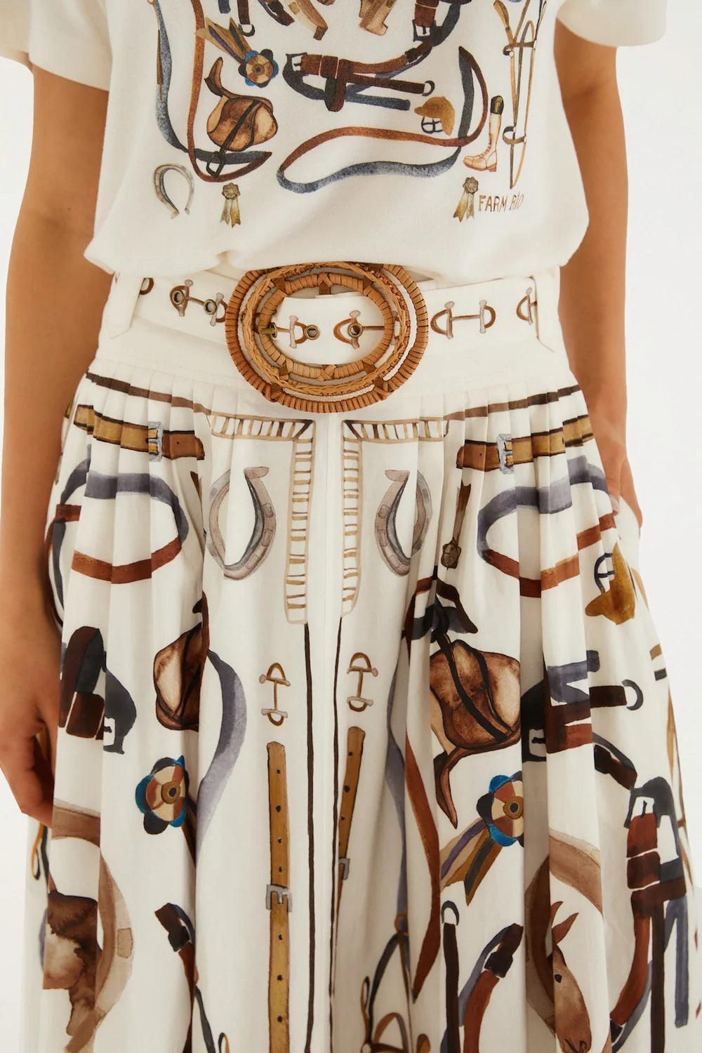 Equestrian Scarf Maxi Skirt Winter White