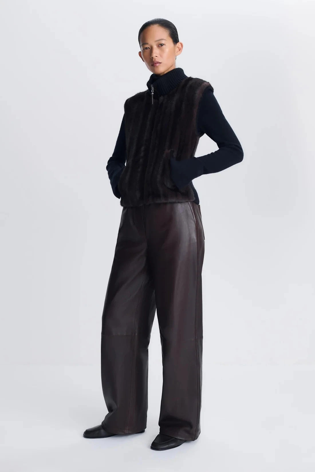 Luma Turtleneck Vest Black Chocolate Multi Outerwear - Vest Simkhai 