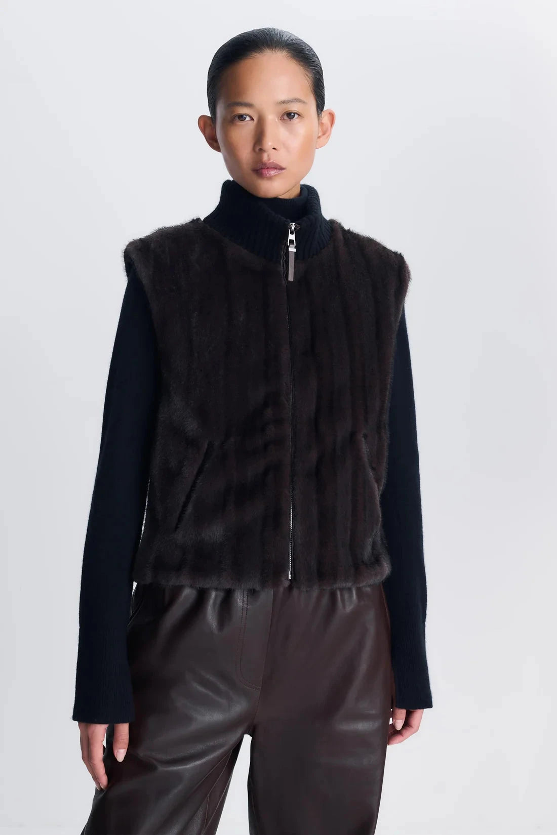 Luma Turtleneck Vest Black Chocolate Multi Outerwear - Vest Simkhai 