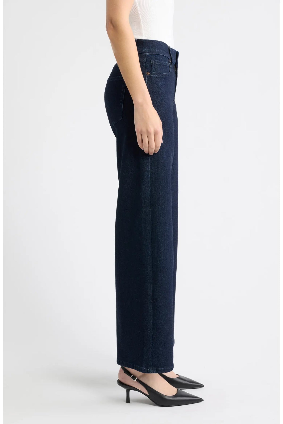 Low Rise Le Slim Palazzo Polished Denim - Flare & Wide Leg Frame 
