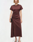 Marabella Satin Midi Dress Mahogany Dresses - Midi Simkhai 