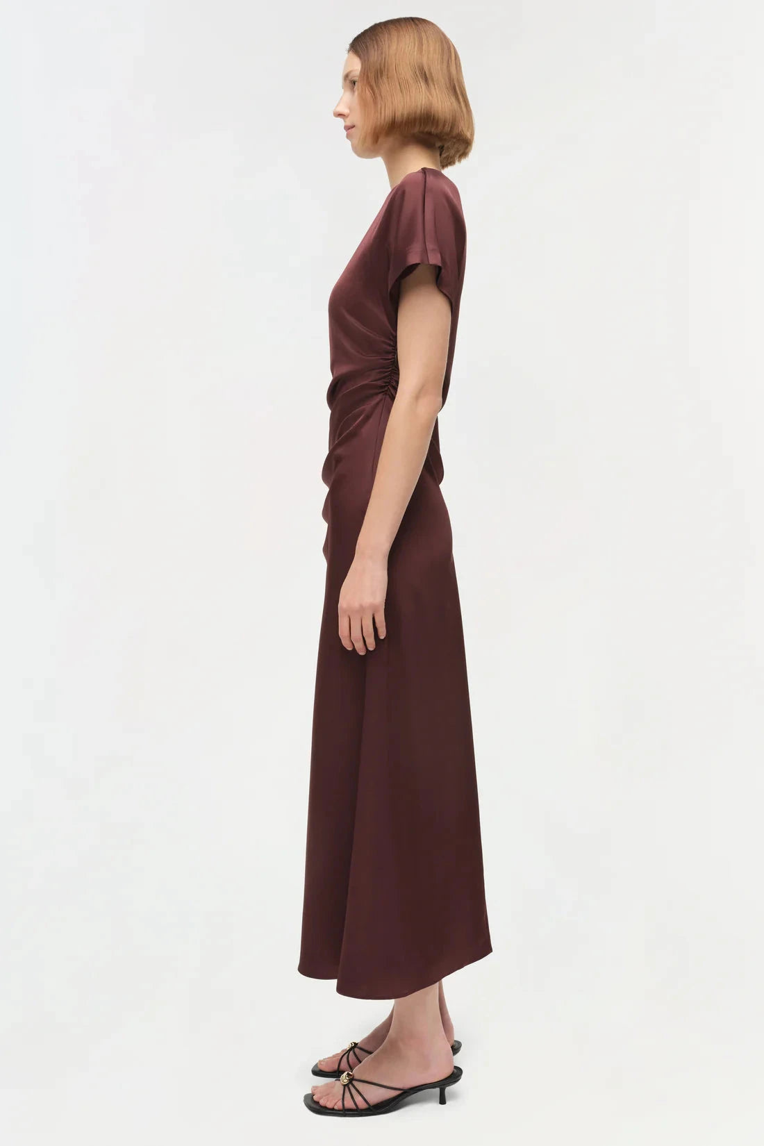 Marabella Satin Midi Dress Mahogany Dresses - Midi Simkhai 
