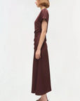 Marabella Satin Midi Dress Mahogany Dresses - Midi Simkhai 