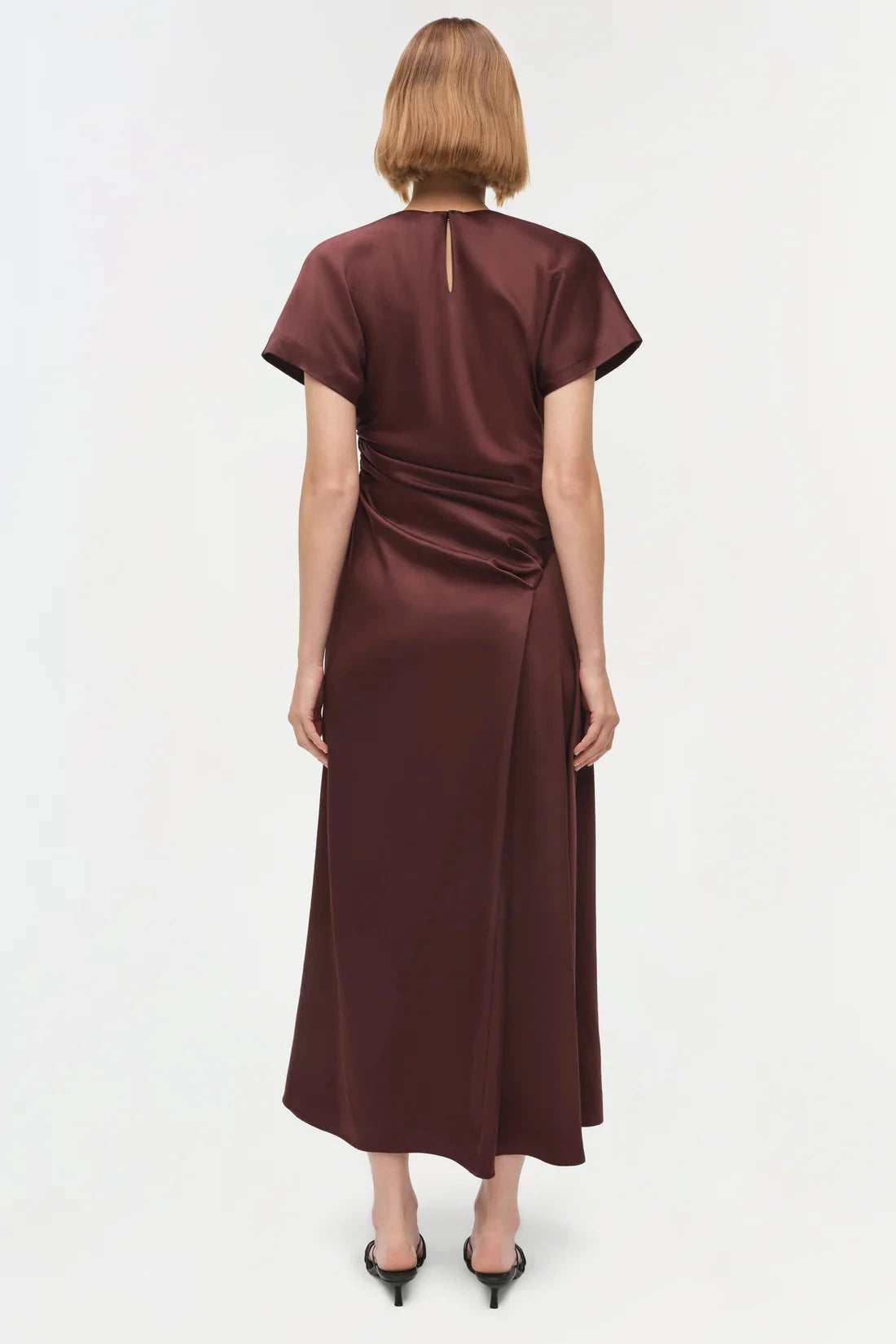 Marabella Satin Midi Dress Mahogany Dresses - Midi Simkhai 