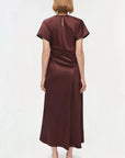 Marabella Satin Midi Dress Mahogany Dresses - Midi Simkhai 