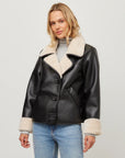 Tara Faux Shearling Jacket Black/ Cream