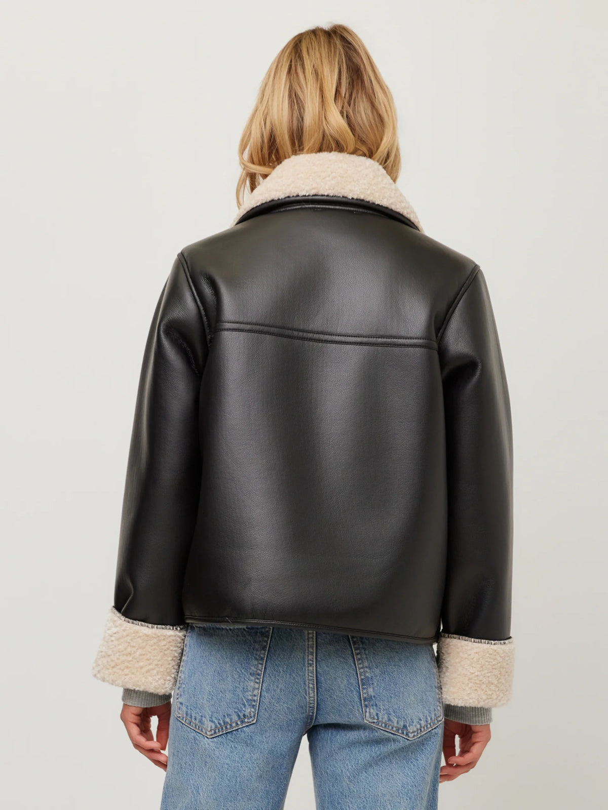 Tara Faux Shearling Jacket Black/ Cream
