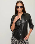 Anna Faux Leather Shirt Black
