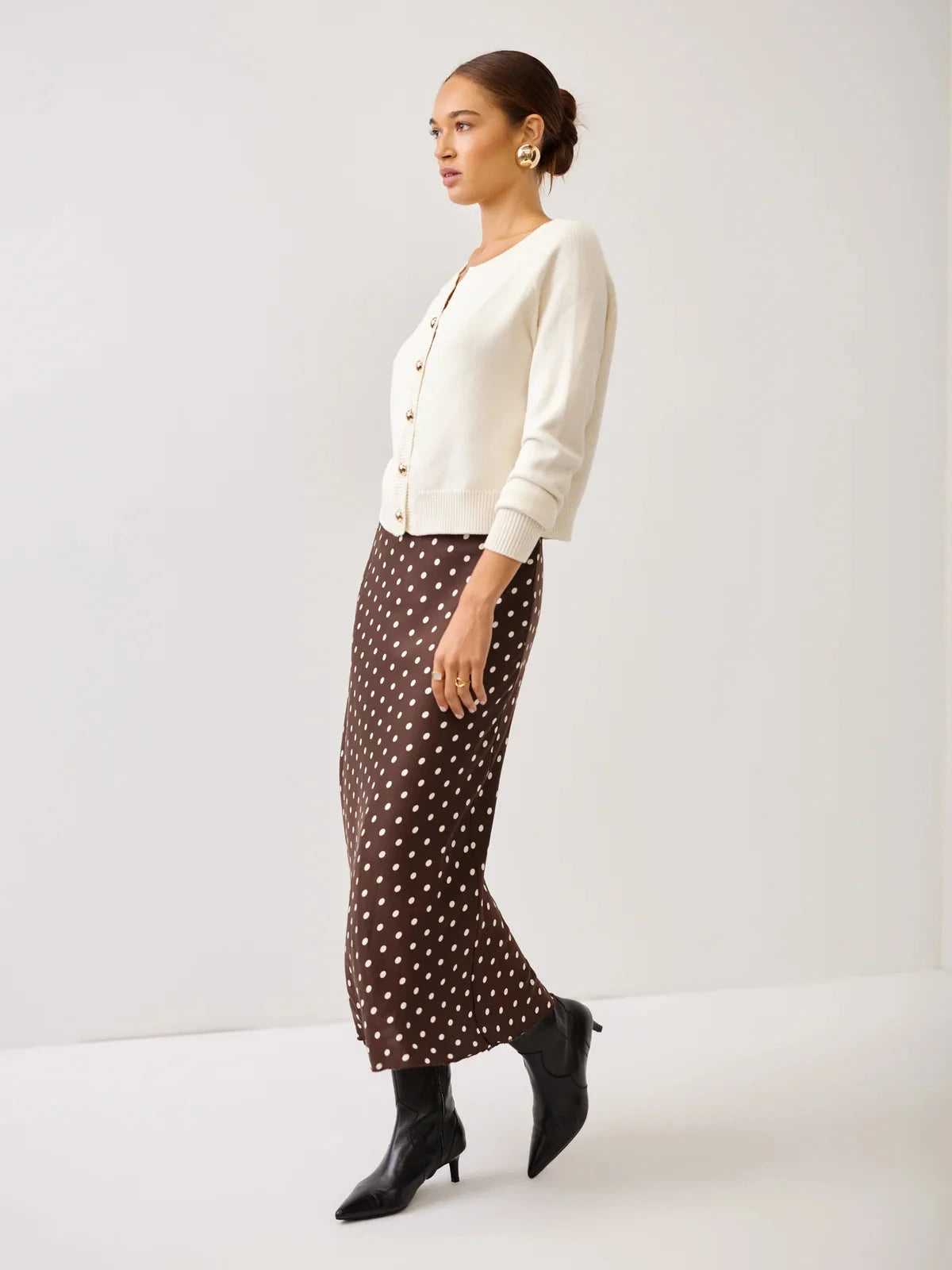 Mia Bias Midi Skirt Brown and Cream Skirts - Midi Fifteen Twenty 