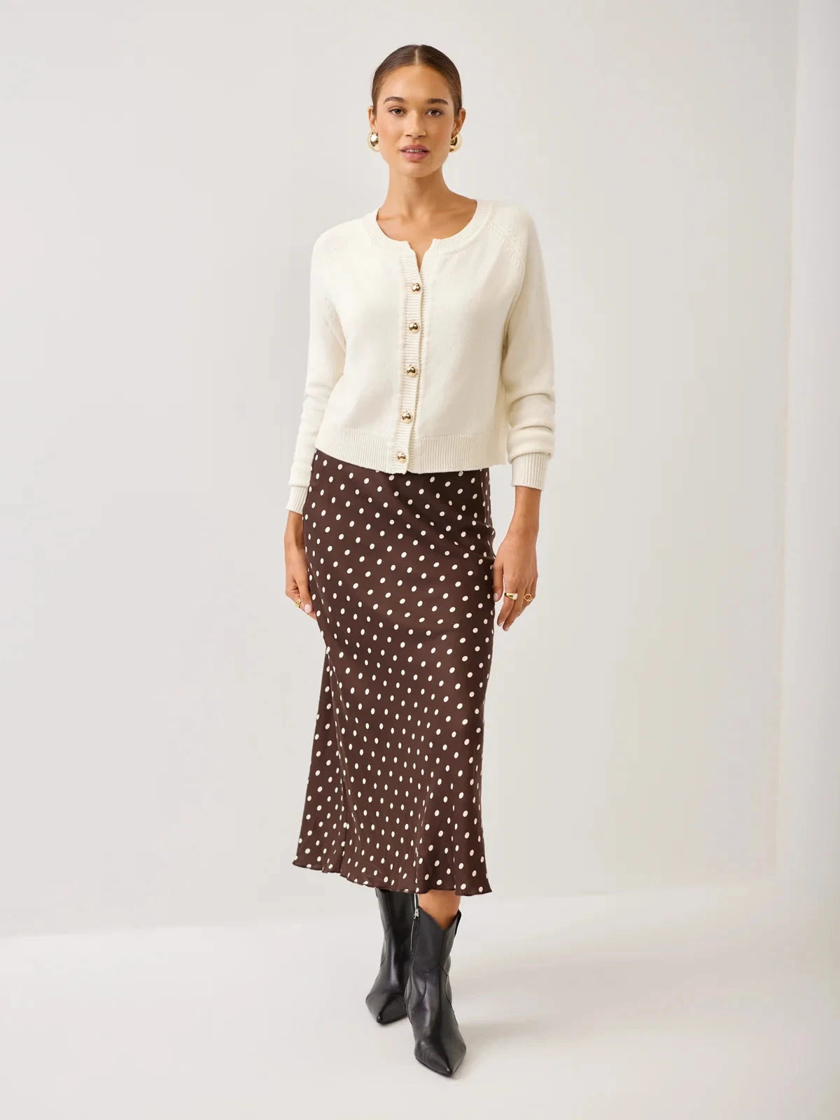 Mia Bias Midi Skirt Brown and Cream Skirts - Midi Fifteen Twenty 