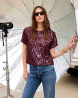 Stacey Sequin Top Merlot