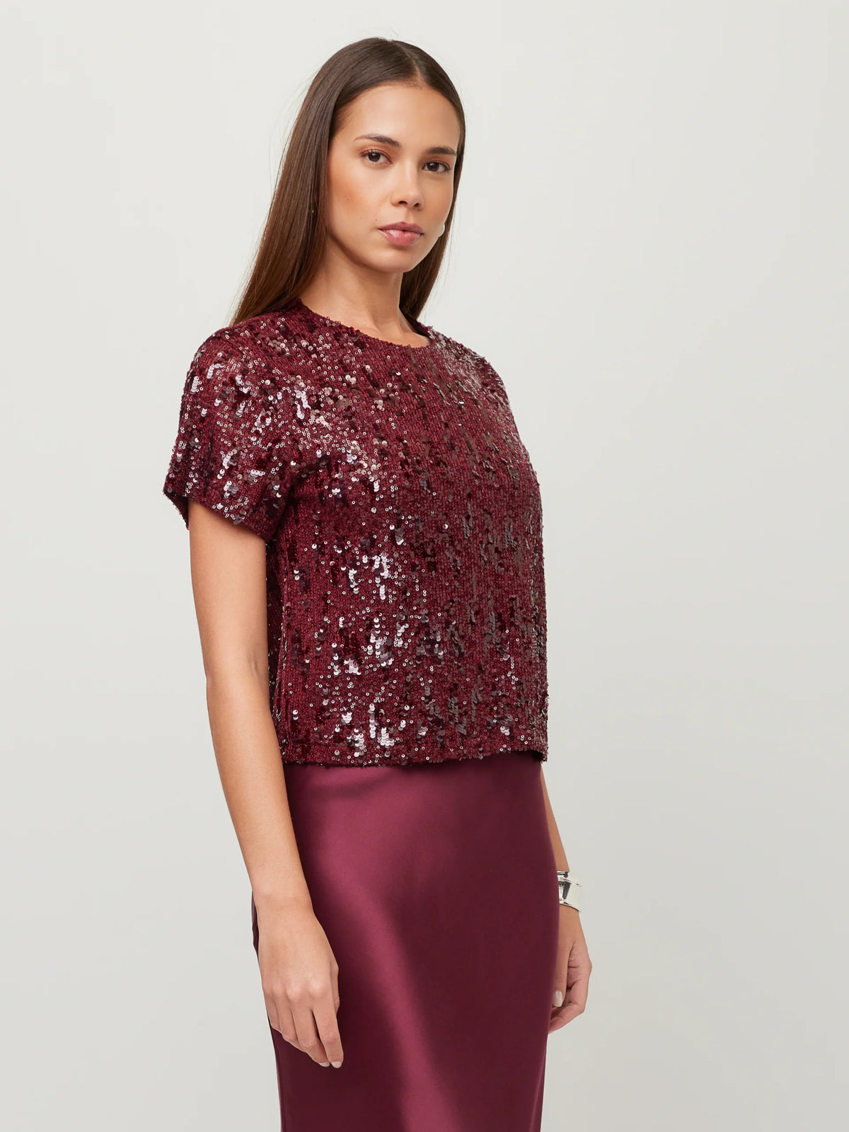 Stacey Sequin Top Merlot